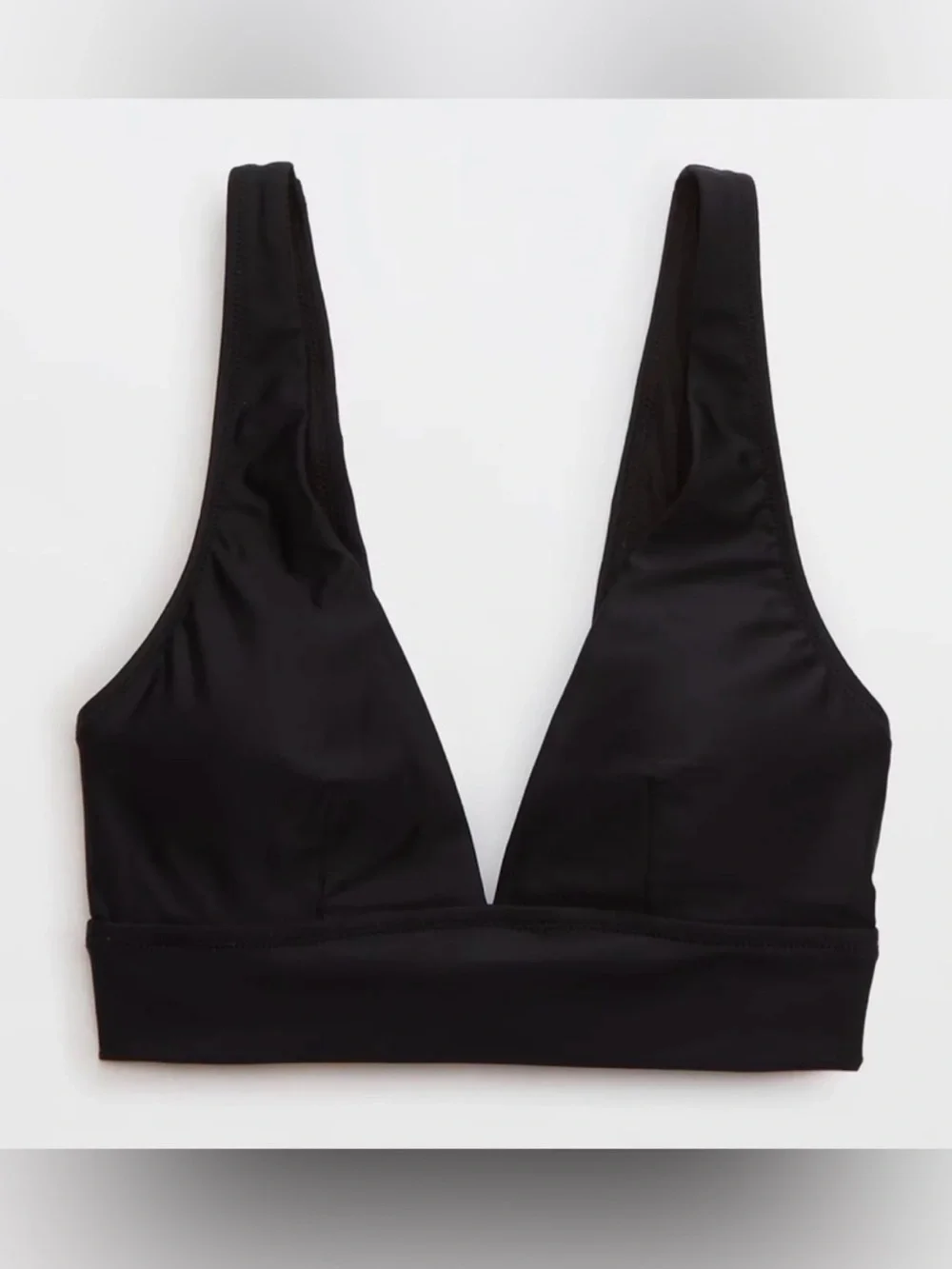 aerie Triangle Black V-Neck Bikini Top Medium
